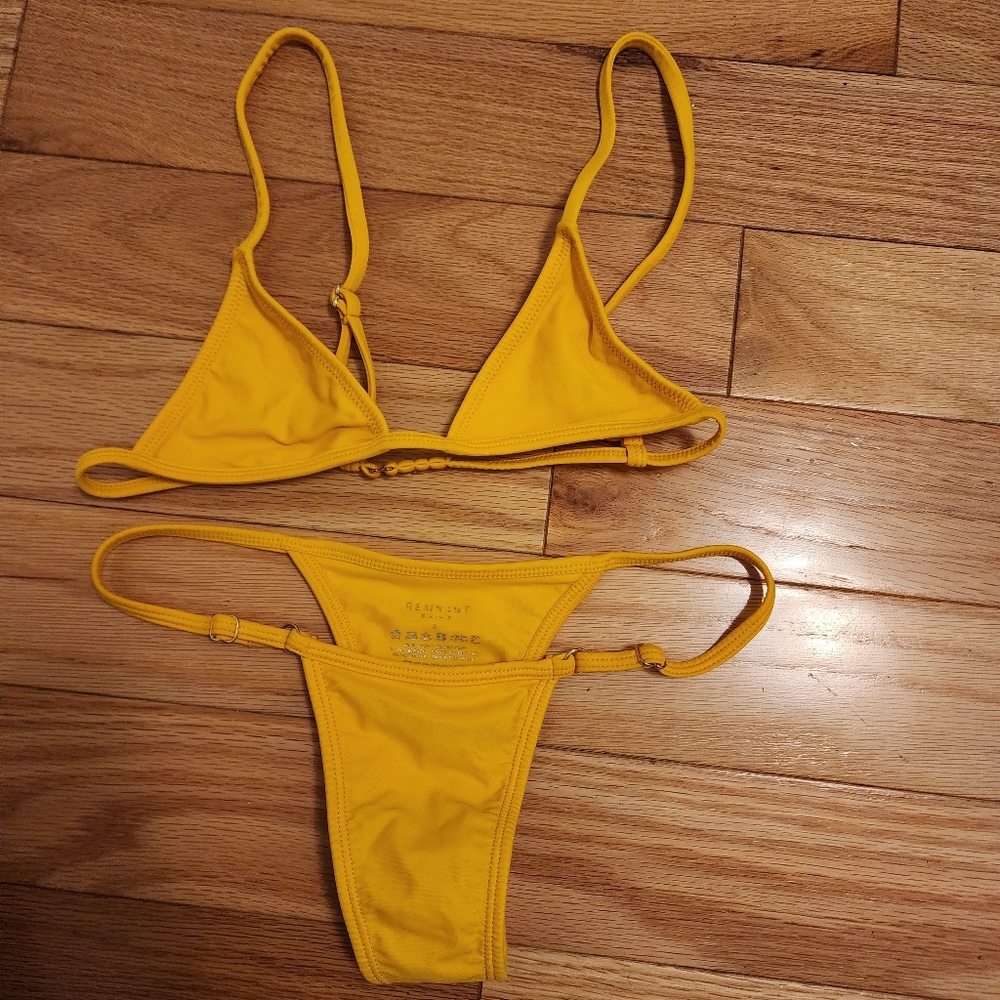 Teny Tiny Yellow Adjustable Triangle Bikini Top &… - image 8